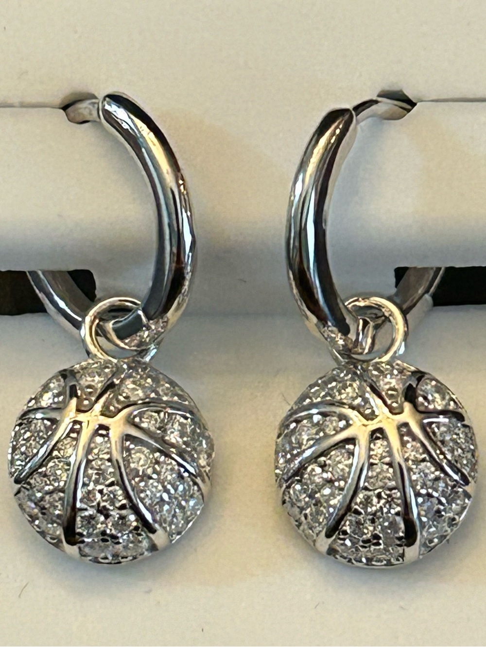 2.00CTW Moissanite Pavé Basketball Hoop Drop Huggie Earrings - Sterling Silver